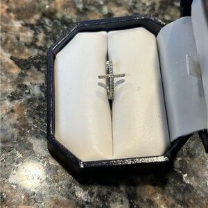 10kt White Gold and Diamond Cross Earring. ( 1 )
